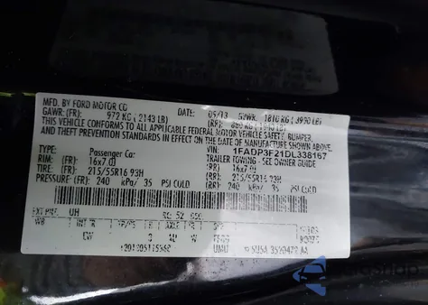 2013 Ford Focus Se from USA, damaged, VIN 1FADP3F21DL338167